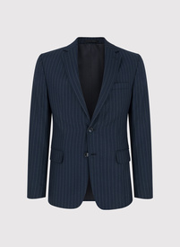 Granatowa marynarka garniturowa w prążki
