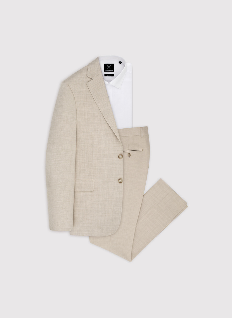 Beżowy garnitur męski