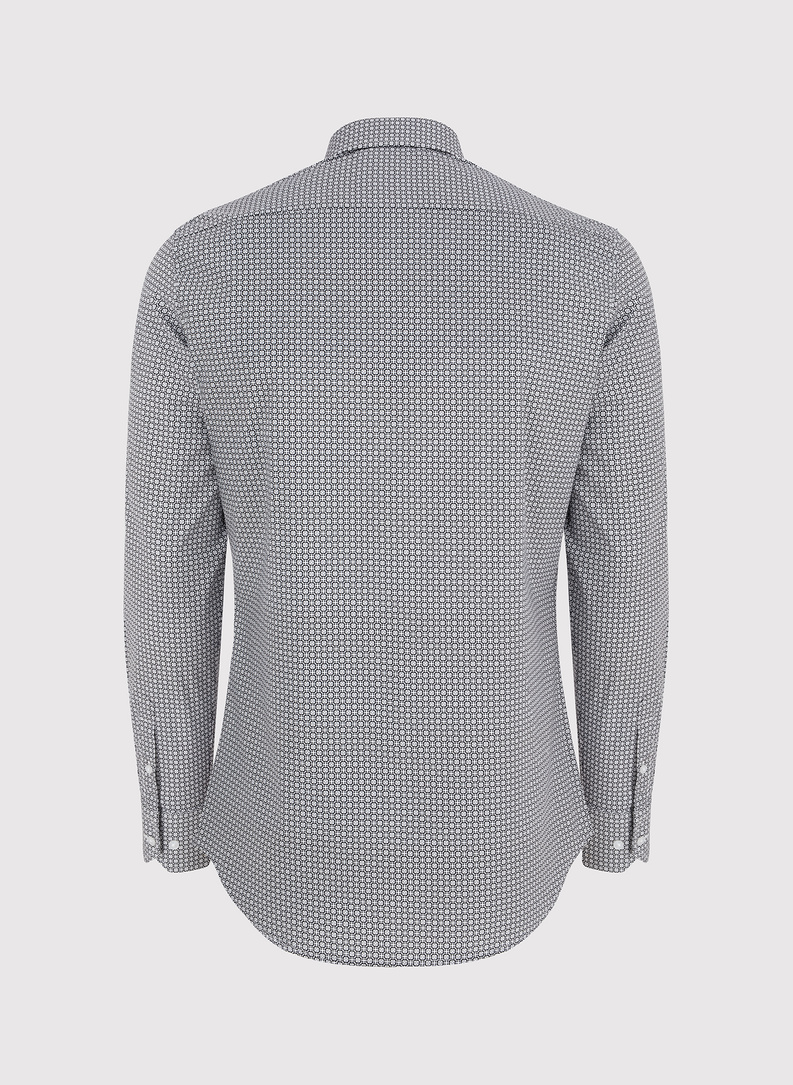 Ciemna koszula męska w geometryczny wzór