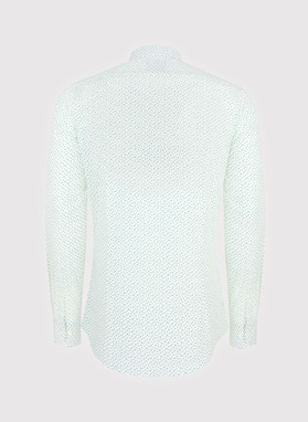 Biała koszula męska w zielony mikrowzór