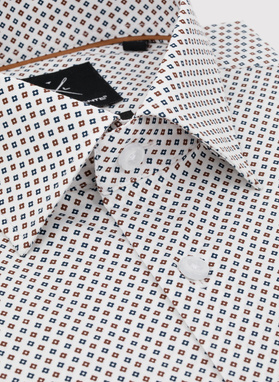 Biała koszula męska w mikrowzór