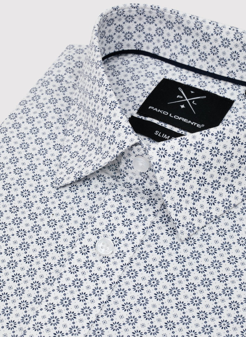 Biała koszula męska w mikrowzór