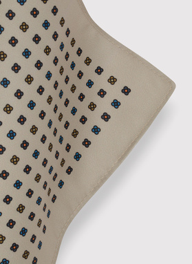 Beżowa poszetka męska w kolorowe kwiatuszki