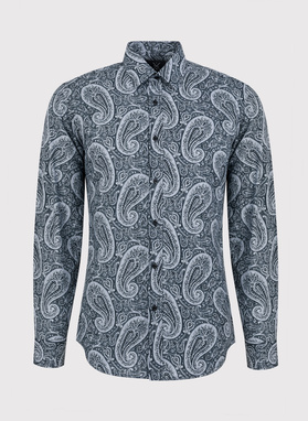 Męska czarna koszula we wzór paisley