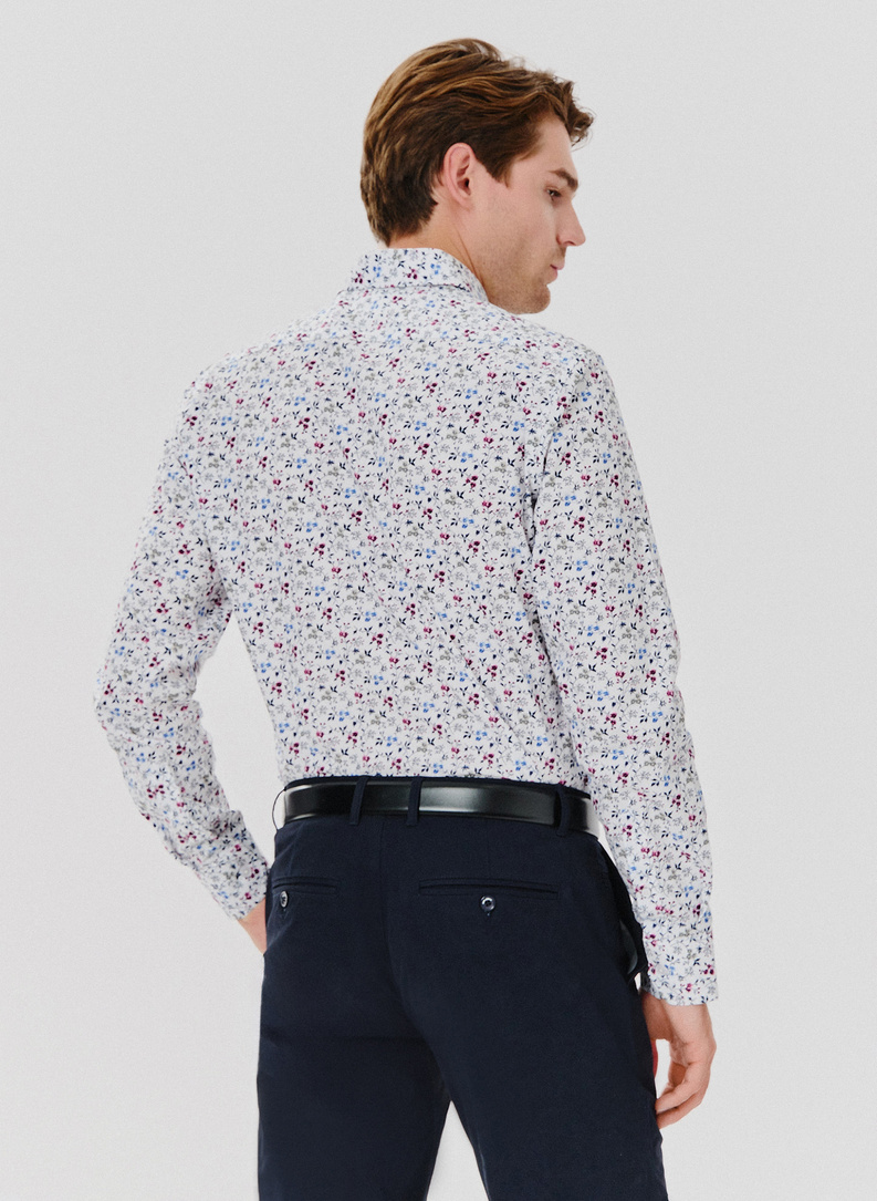 Koszula męska w kwiatowy wzór długi rękaw