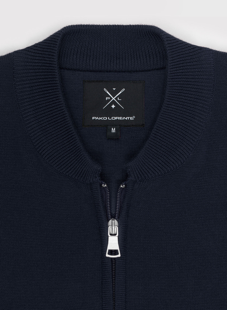 Granatowy rozpinany sweter męski
