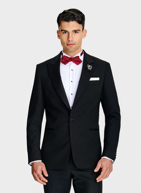 Ślubna czarna jednorzędowa marynarka smokingowa