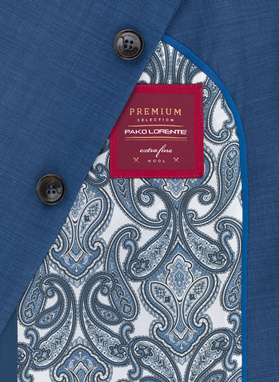 Wełniany niebieski garnitur męski