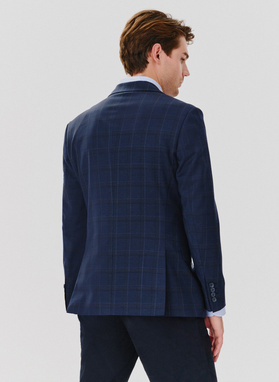 Granatowa marynarka garniturowa w kraciasty deseń