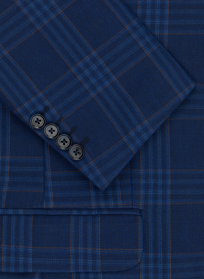 Granatowa marynarka casualowa w kratę