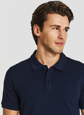 Granatowe męskie polo z bawełny