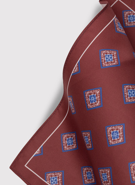 Bordowa poszetka męska w romby