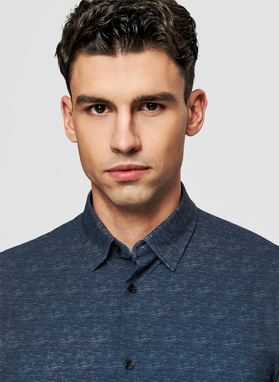 Dzianinowa koszula męska w kolorze granatowym