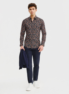 Czarna koszula męska w kwiaty