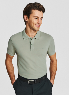 Oliwkowe męskie polo z bawełny
