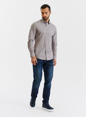 Brązowa koszula męska w mikrowzór 