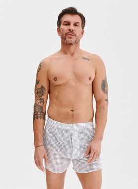 Zestaw bawełnianych bokserek męskich w drobną kratkę