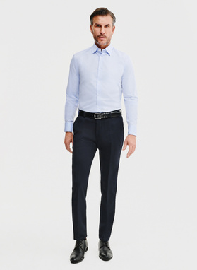 Gładki granatowy garnitur męski