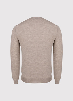 Beżowy sweter męski z wełny merino