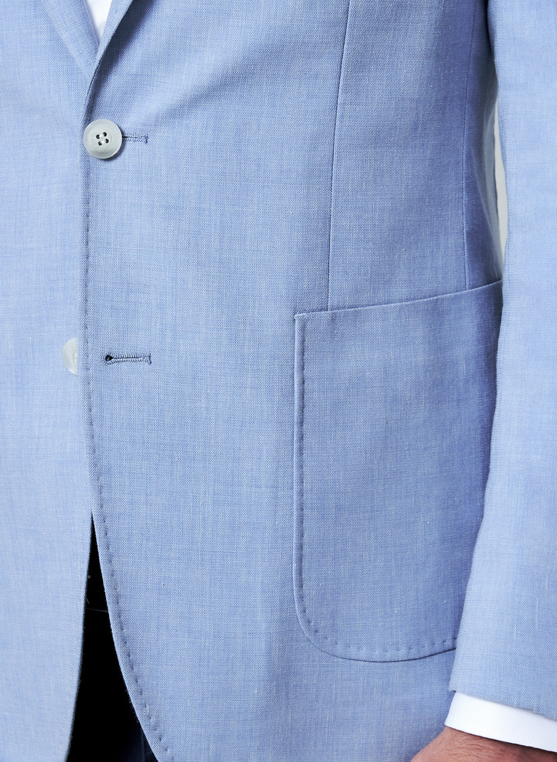 Niebieska marynarka z lnem i bawełną