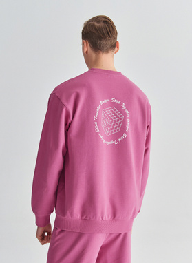 Różowa bluza oversize z okrągłym dekoltem C22SF-2B-004-R-0