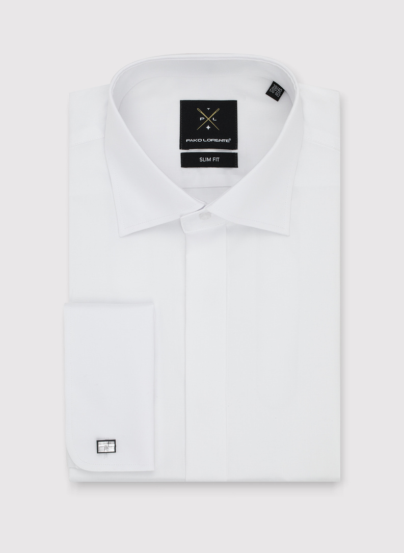 Biała koszula męska na spinki