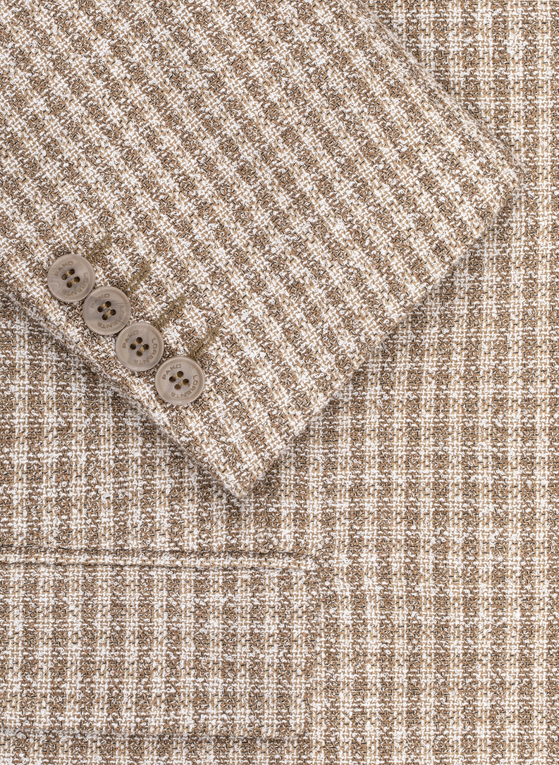 Beżowa marynarka w pepitkę