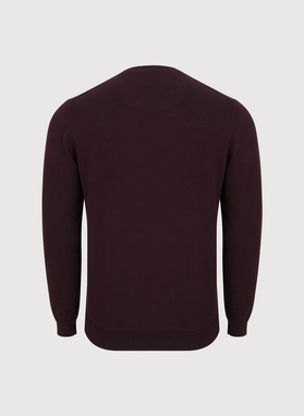 Fioletowy męski sweter w serek 