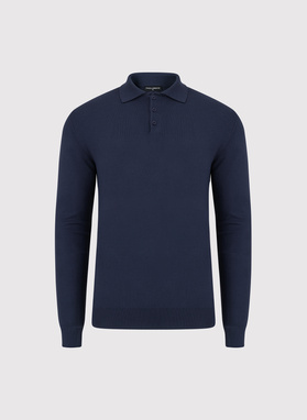 Granatowy sweter z kołnierzykiem polo