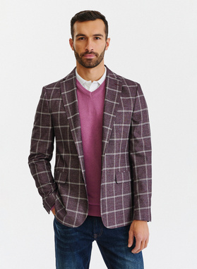 Bordowa marynarka męska w kratę