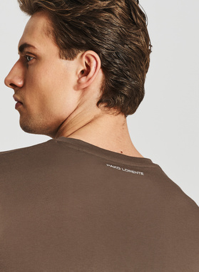 Brązowy bawełniany t-shirt męski