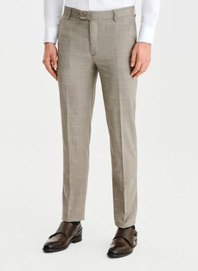 Ślubny dwurzędowy garnitur męski w kratkę