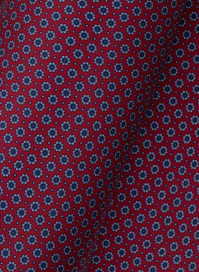 Jedwabna czerwona poszetka męska w mikrowzór