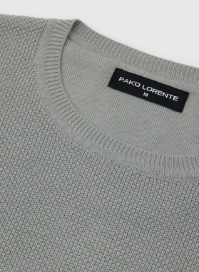 Szałwiowy sweter męski o-neck