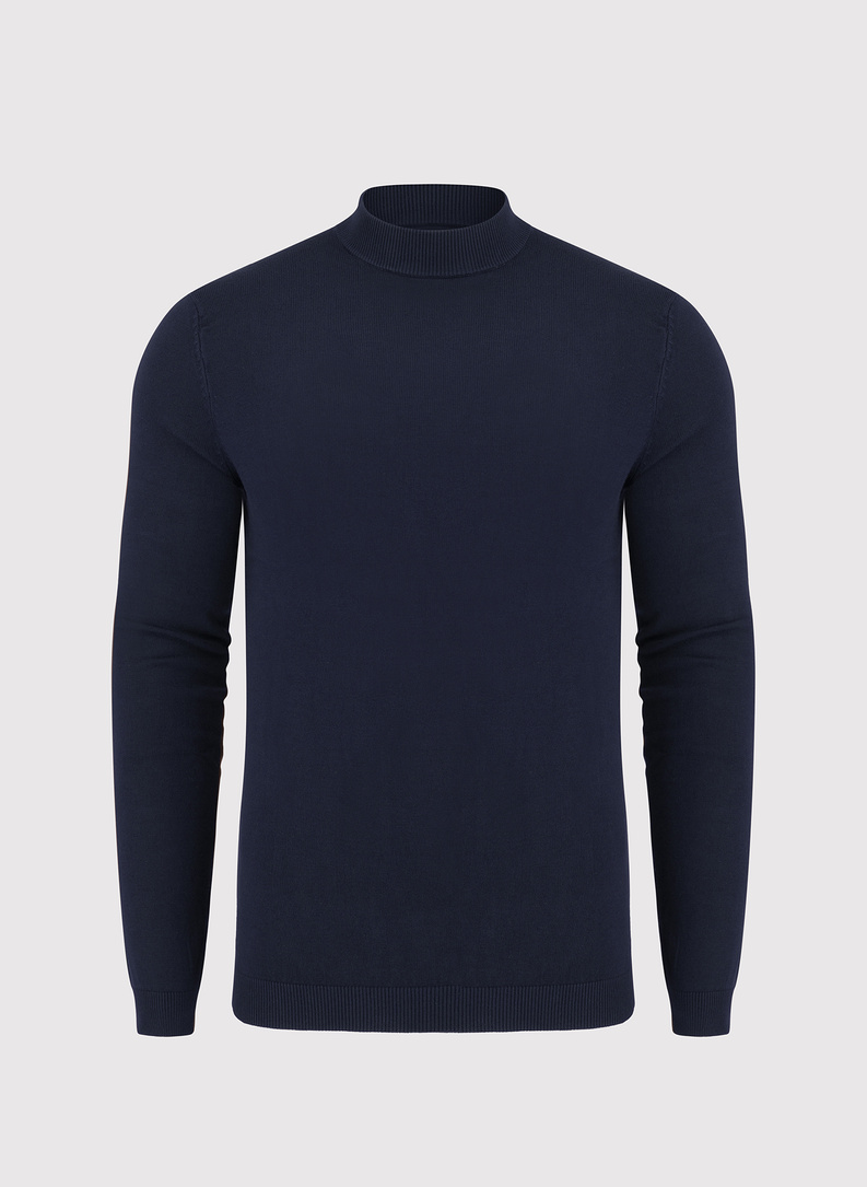 Granatowy gładki półgolf męski