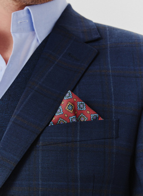 Granatowa marynarka garniturowa w kraciasty deseń
