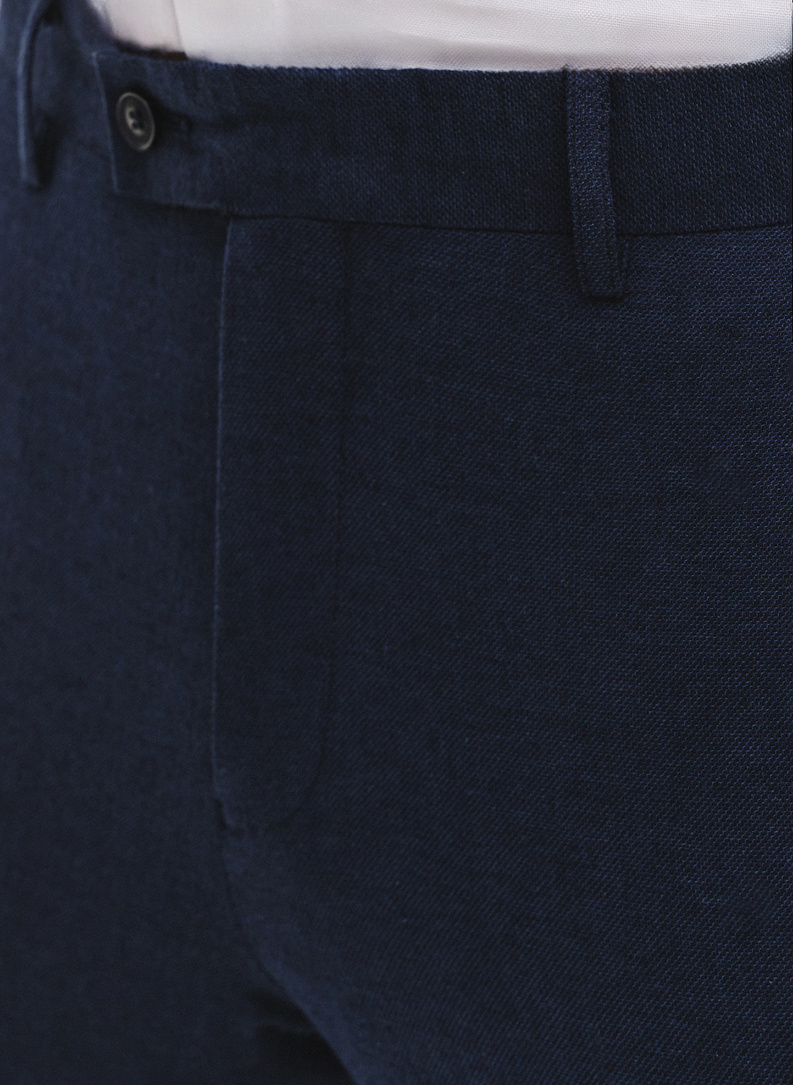 Granatowe spodnie ganiturowe z lnem