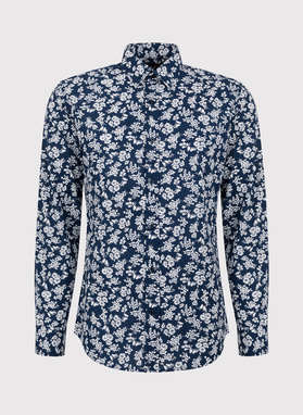 Granatowa koszula w białe kwiaty