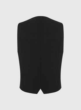 Czarna dwurzędowa kamizelka męska 