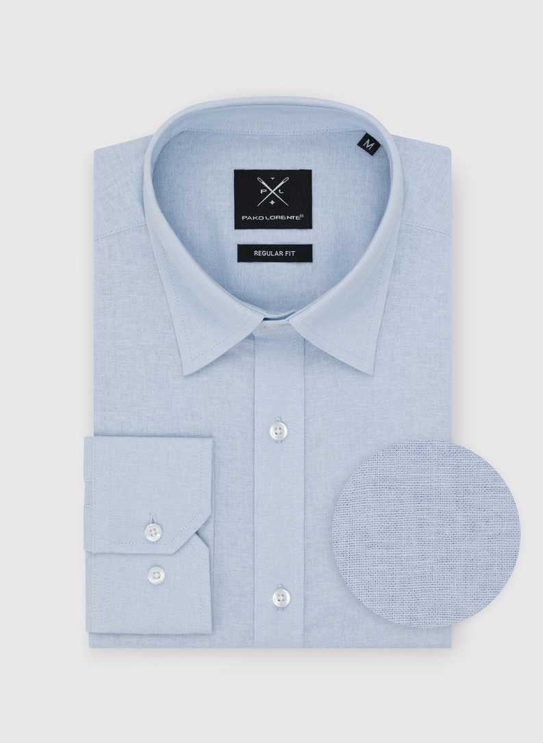 Błękitna koszula z lnu i bawełny