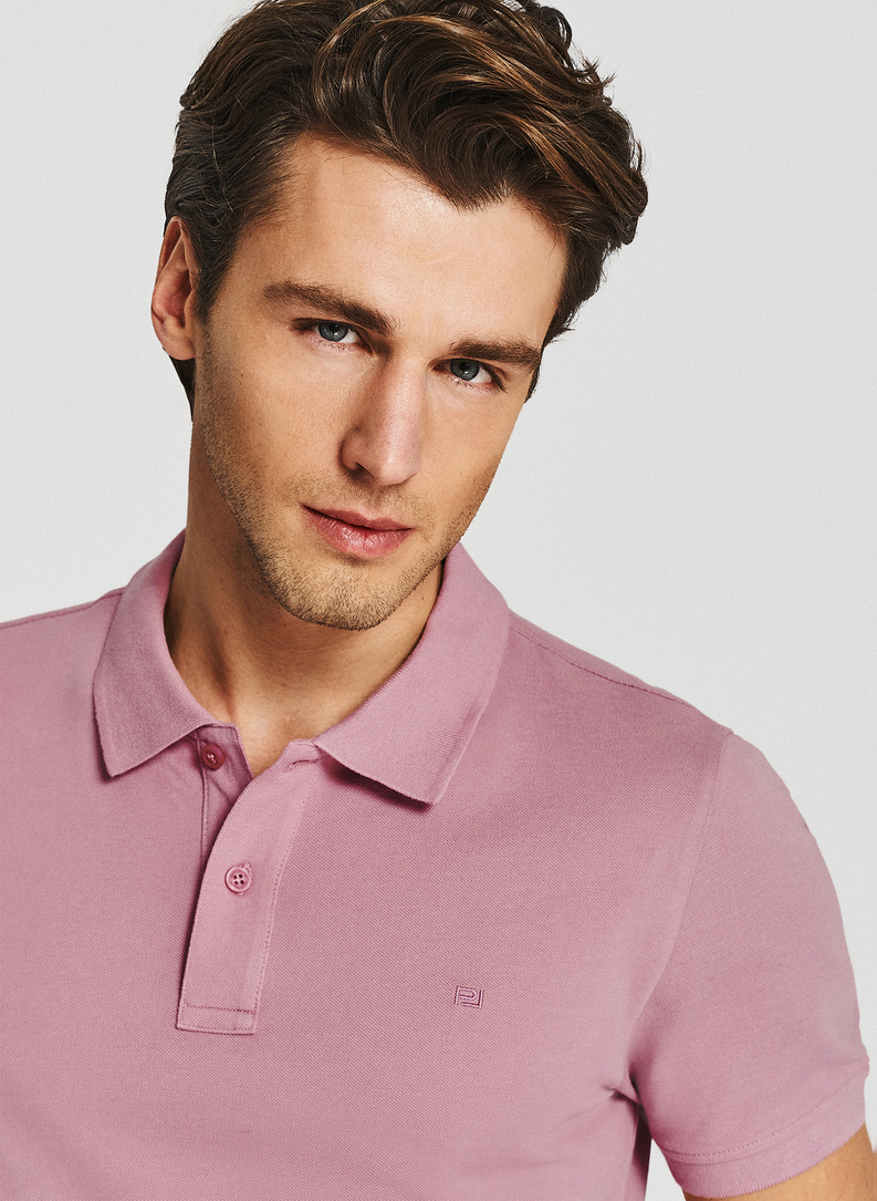 Różowe męskie polo z bawełny