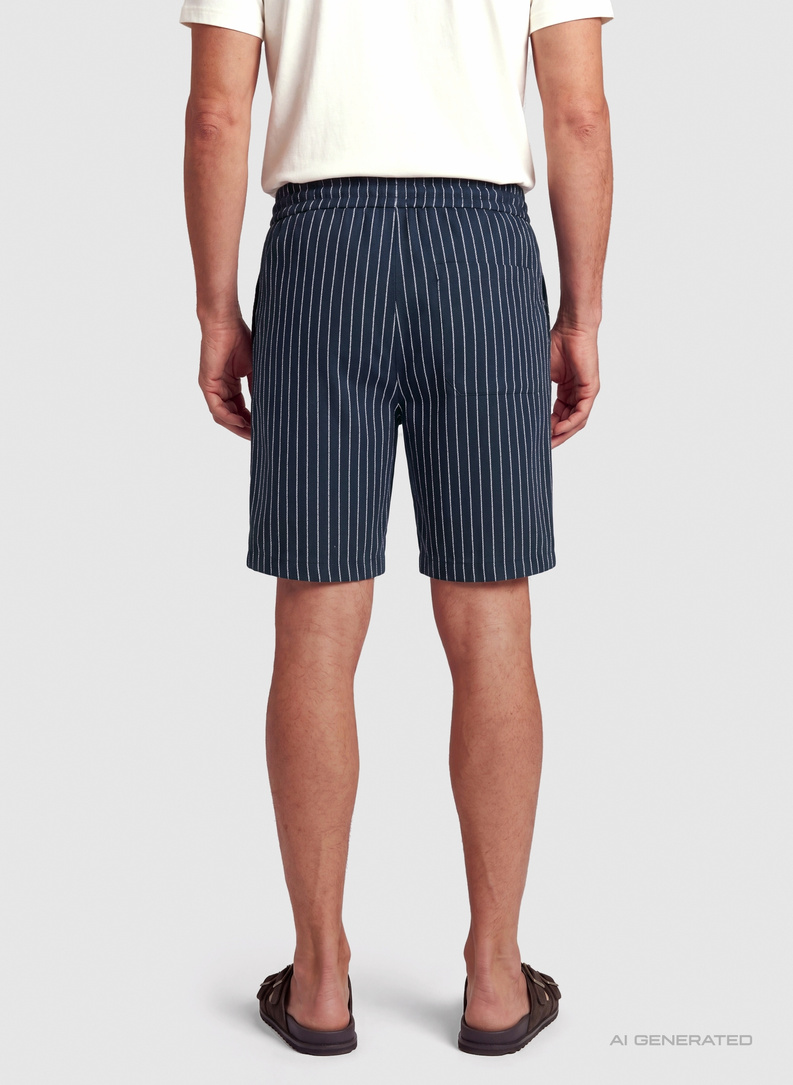 Granatowe spodenki męskie w prążek z lnem