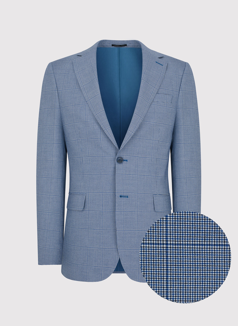 Niebieski garnitur męski w kratkę