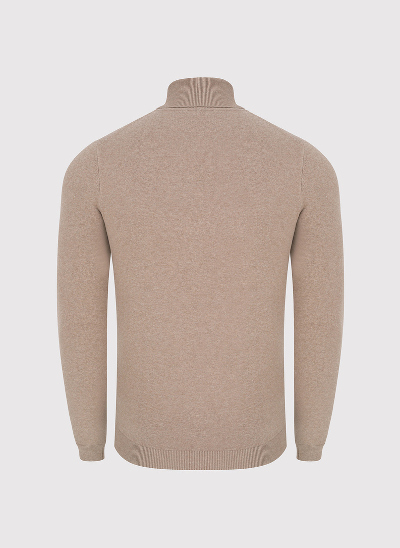 Beżowy gładki golf męski