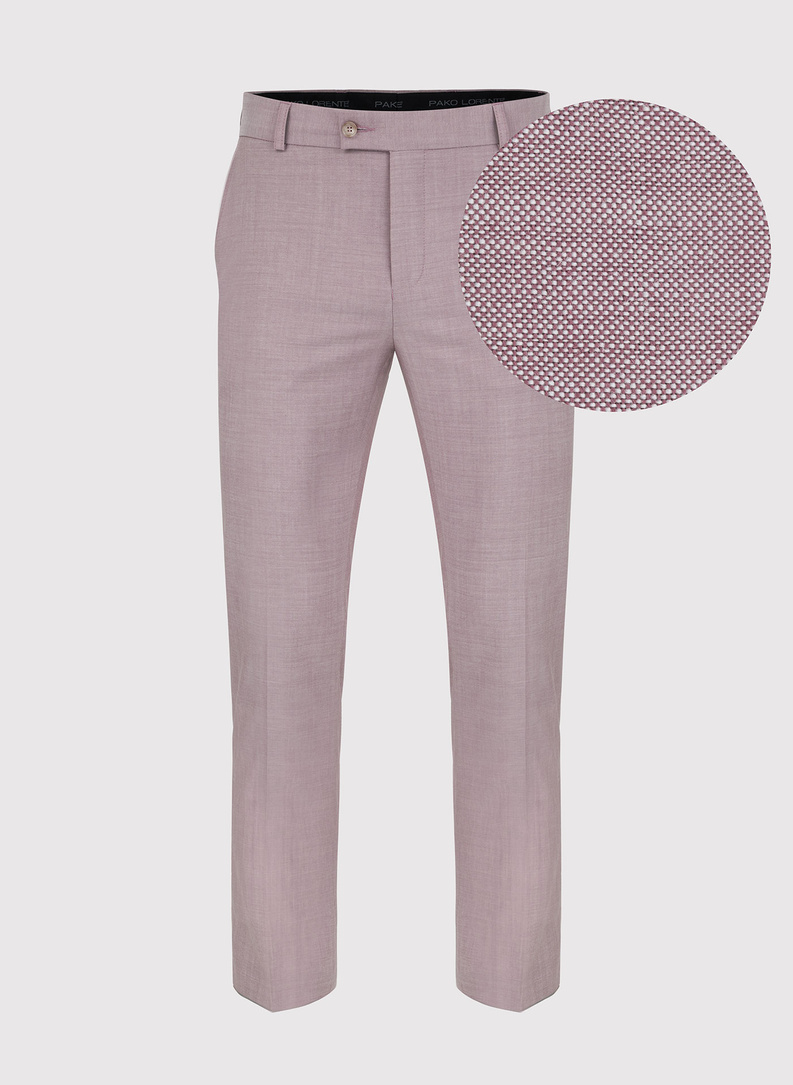 Gładkie różowe spodnie garniturowe męskie