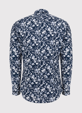 Granatowa kwiecista koszula