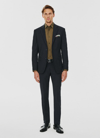 Dwuczęściowy gładki garnitur męski w kolorze granatowym