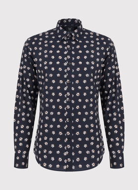 Granatowa koszula męska w wyraziste kwiaty