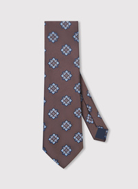 Brązowy krawat męski we wzór geometryczny
