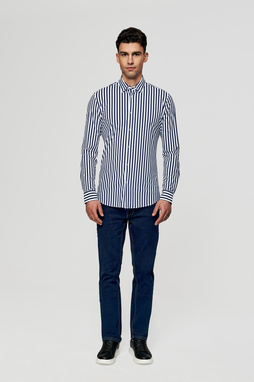 Koszula męska w granatowy prążek